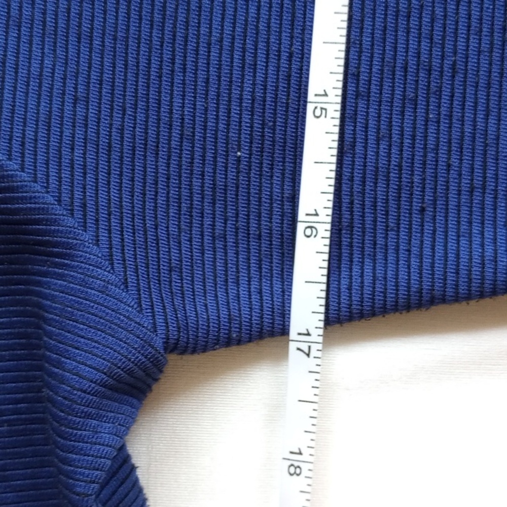 Desigual Asymmetrical Short Sleeve Rib-Knit Handkerchief Midi Dress M Blue - Picture 5 of 7
